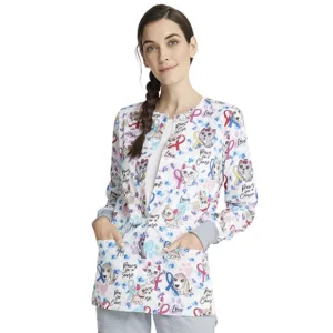 printed scrub jackets, Cherokee Womens Warm up Printed Scrub Jacket